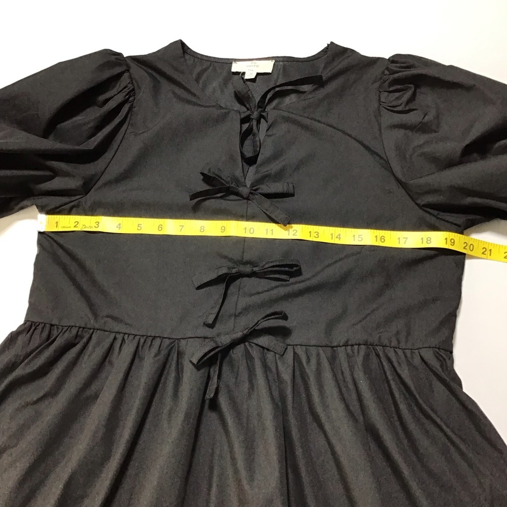 Entro Black Puff Sleeve Dress with Bow Details - Picture 12 of 13